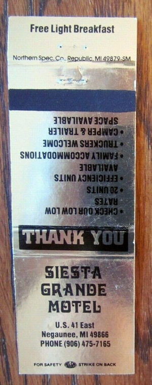 Quartz Mountain Inn (Siesta Grande Motel, Jail House Motel) - Matchbook